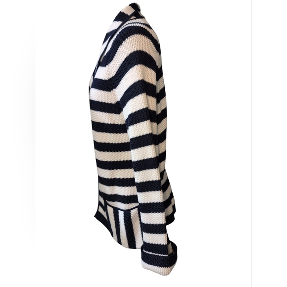 Salvatore Ferragamo Navy and White Sweater Striped Cardigan Beautiful Clean Lg - Picture 3 of 15